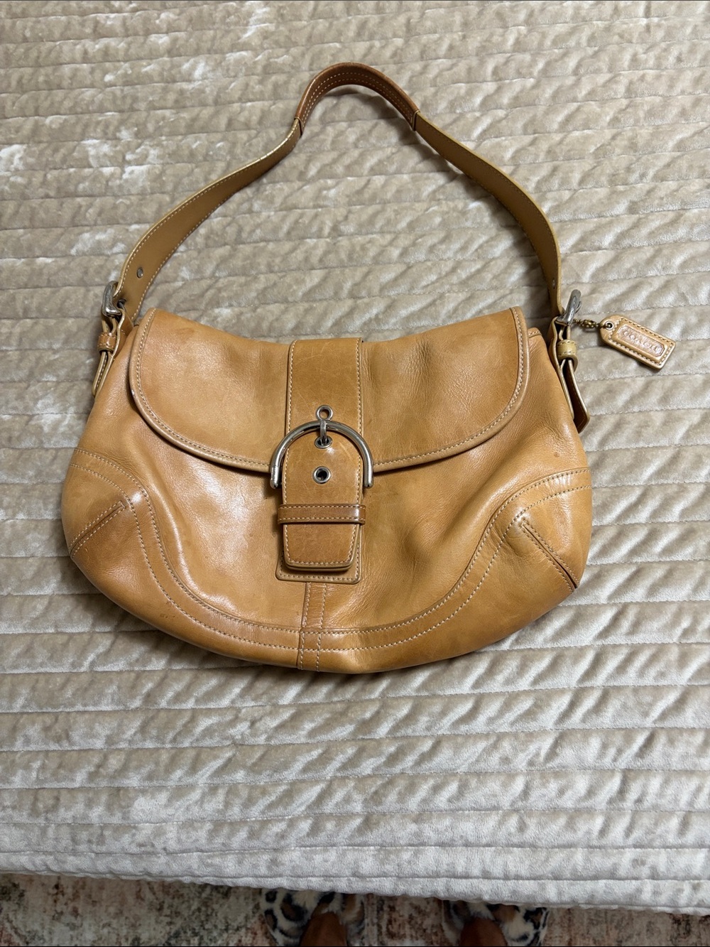 Coach Tan Buckle Leather Shoulder Bag